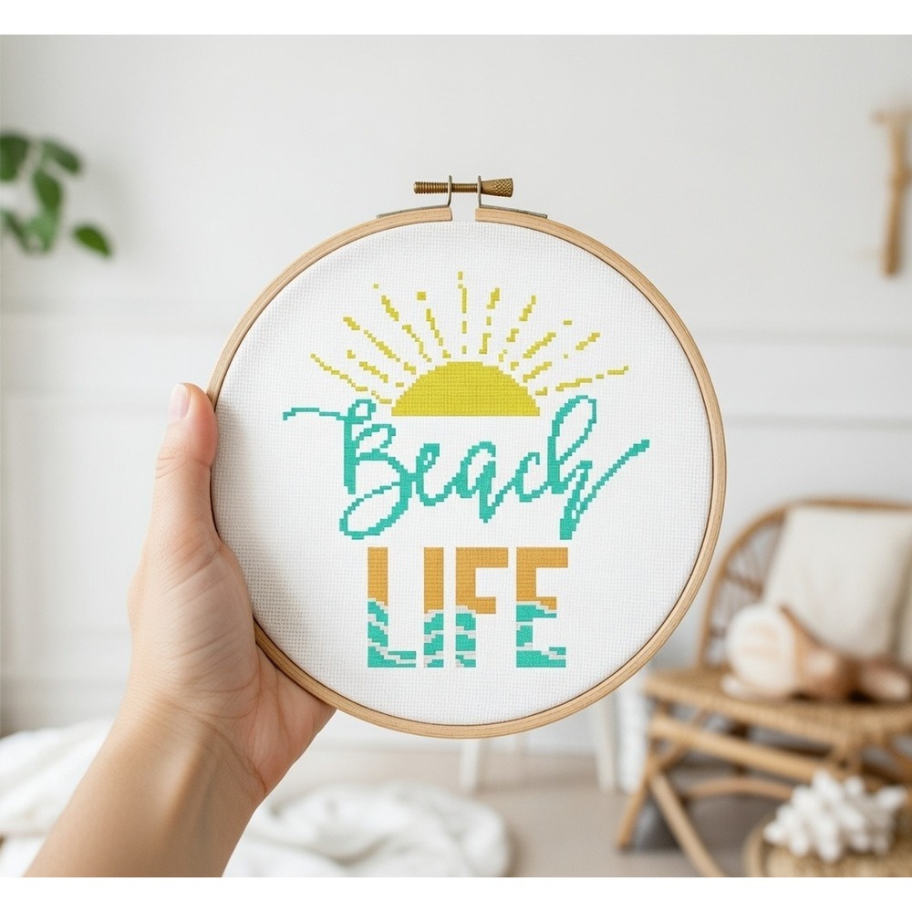 Beachy Beach Life Quote Counted Cross Stitch Kit - Picture 3 of 6